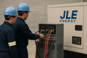 Ingenieros de JLE Energy realizando prueba de banco a generador industrial en Venustiano Carranza, Ciudad de México | JLE