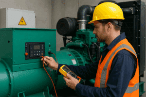 Técnico realizando pruebas de banco en generador industrial en Coyoacán | JLE