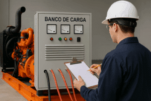 Técnico realizando pruebas de banco en generador industrial en Cuajimalpa de Morelos | JLE