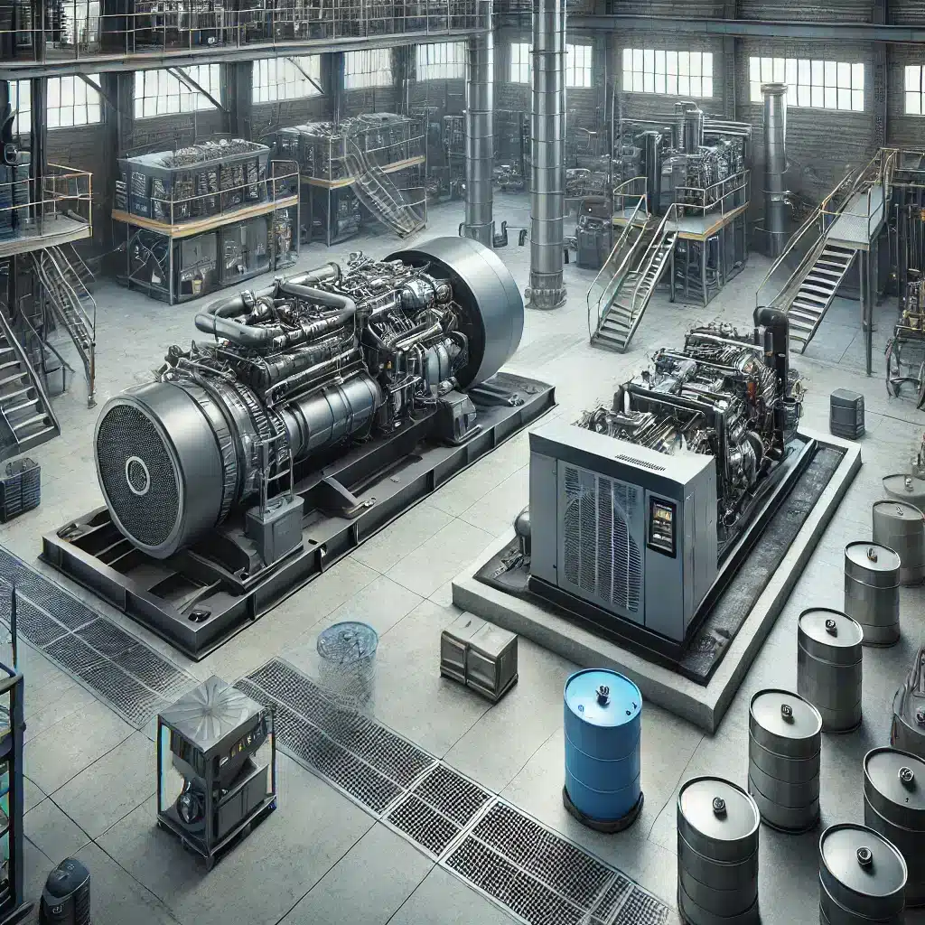 Generadores diesel y de gas en entorno industrial. Dispositivo generador diésel | JLE Energy